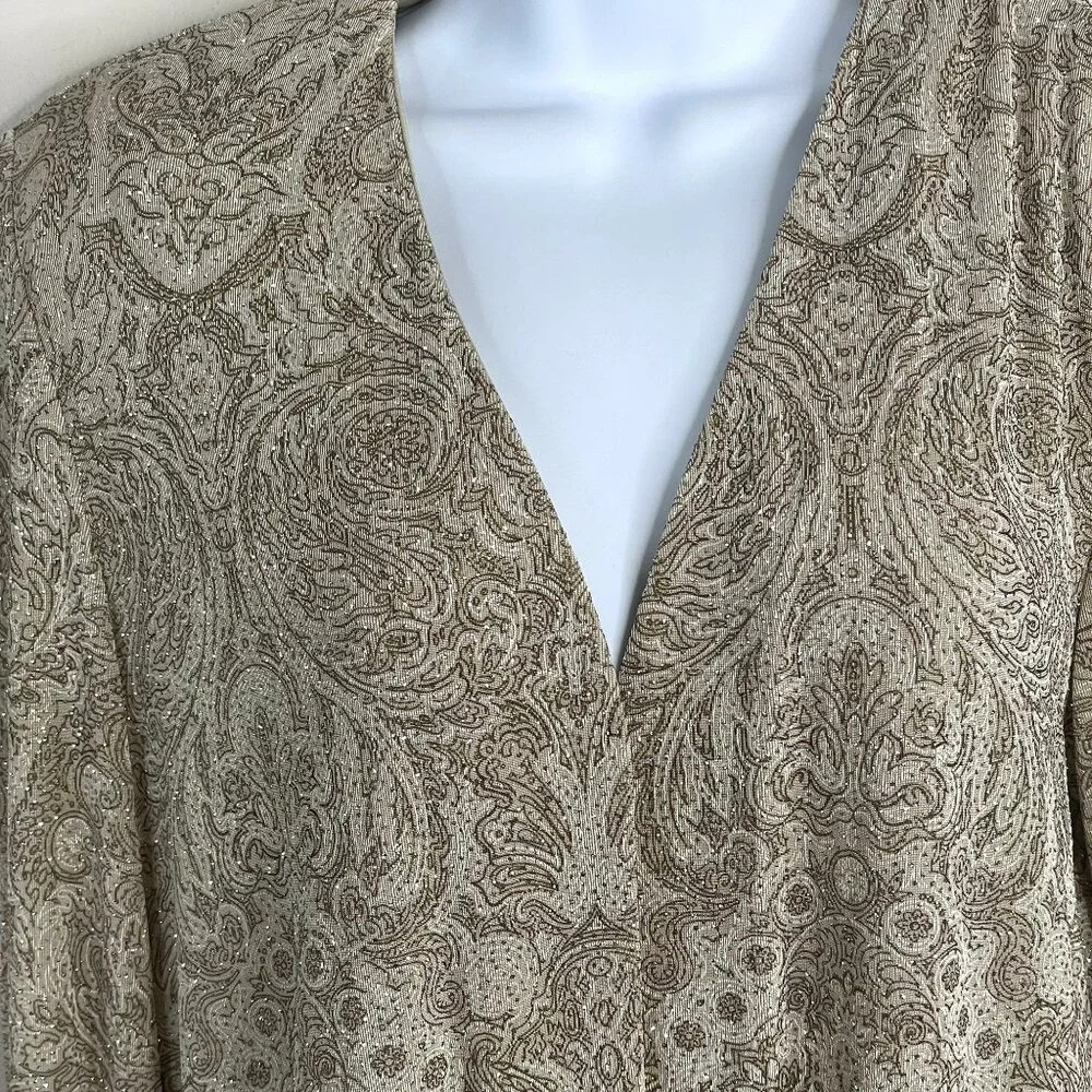 Alex Evenings Formal‎ Jacket 14 Petite Champagne Liquid Knit Wedding Sparkle